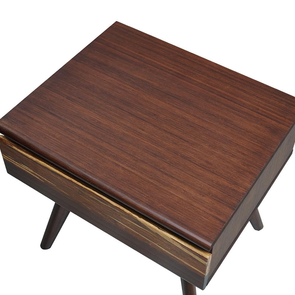 Azara Sable Bamboo Nightstand with Tiger Accent and Drawer