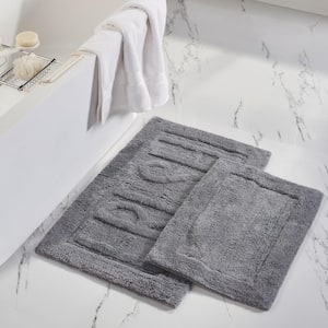 2-Pack "Fresh" Charcoal 21 in. x 34 in. 100% Cotton Bath Mat