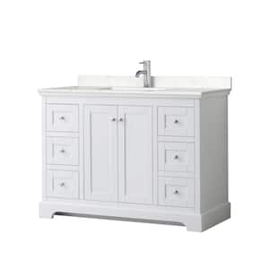 Avery 48 in. W x 22 in. D Single Vanity in White with Cultured Marble Vanity Top in Light-Vein Carrara with White Basin