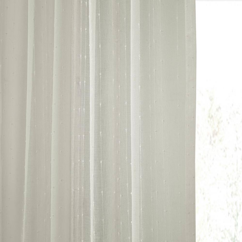 White Sheer Striped Faux Linen 108" Window Panel