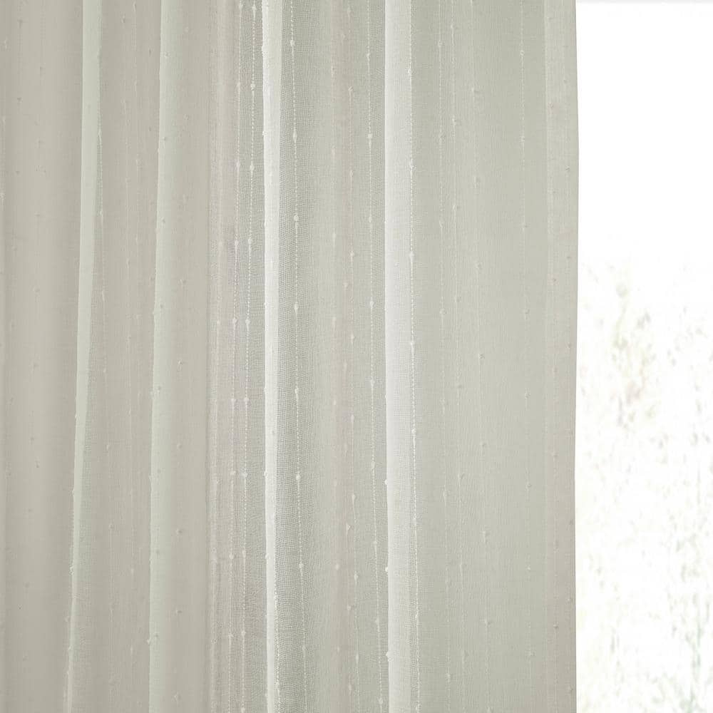 Elegant Montpellier White Sheer Linen & Polyester Curtain 50" x 96"