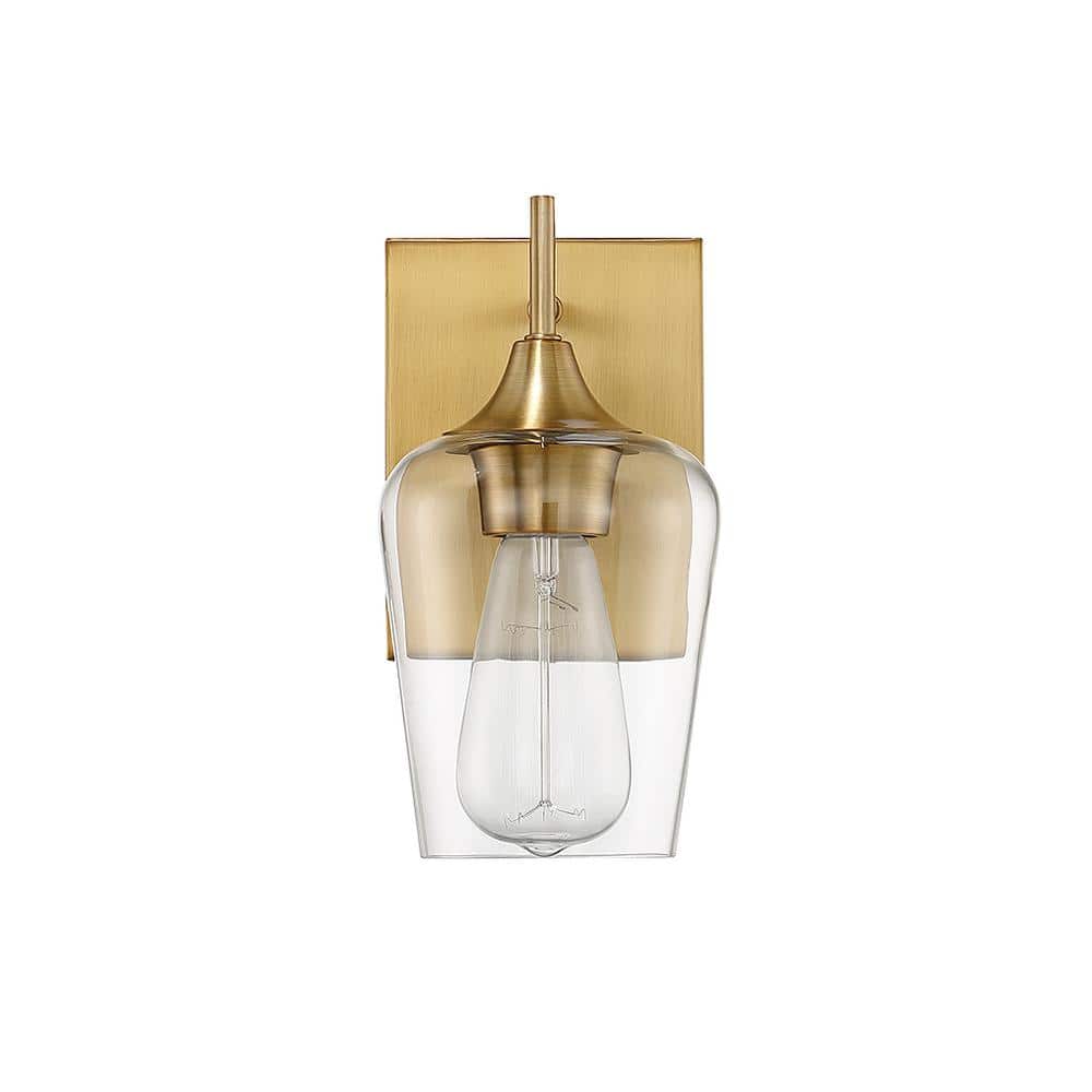 Elegant Octave 9.5" Brass and Bronze Wall Sconce with Clear Glass
