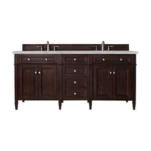 Brittany 72.0 in. W x 23.5 in. D x 34.0 in. H Bathroom Vanity in Burnished Mahogany with Victorian Silver Top