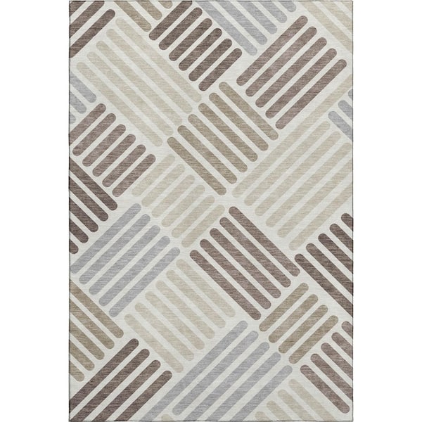 Mayfield Premium Machine Washable Abstract AMF2339 Ivory 10 ft. x 14 ft. Area Rug