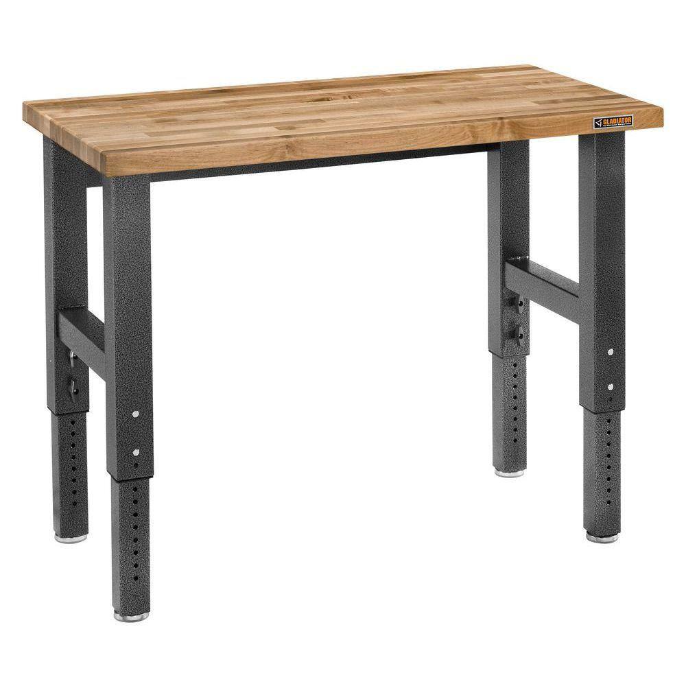 Granite Hammered Steel Adjustable Height 48" Workbench