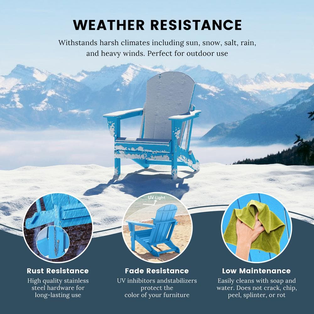 Laguna Pacific Blue Weather-Resistant Poly Adirondack Chairs Set