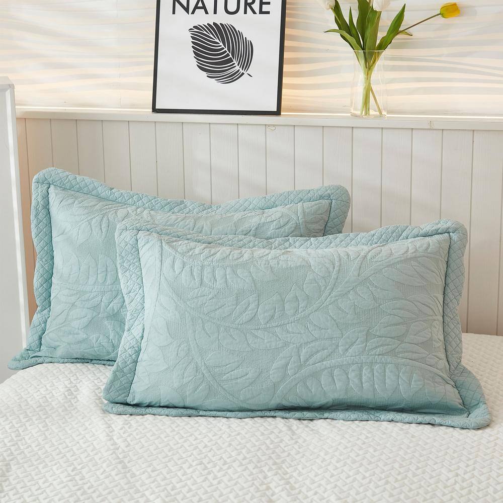 Oversized Green Cotton Queen Bedspread Quilt Set