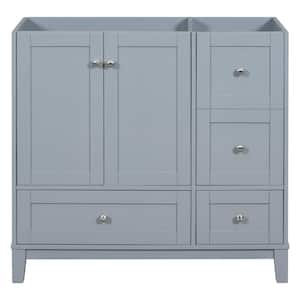 36 in. W x 18 in. D x 33 in. H Freestanding Bath Vanity Cabinet Without Top in Grey and Blue