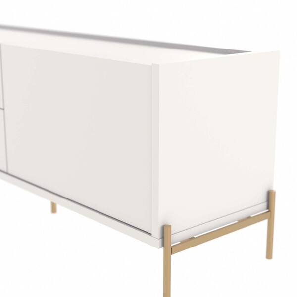 Manhattan Comfort Jasper 86.69 in. Off White Matte TV Stand With 2