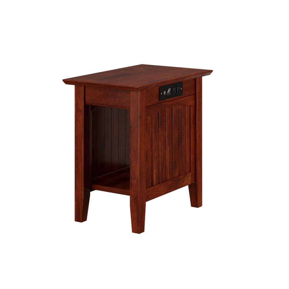 Atlantic Furniture Nantucket Walnut Chair Side Table with Charging
