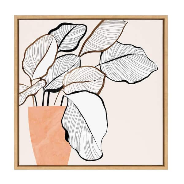 Kate and Laurel Sylvie Botanical Calathea Four 1-Piece Natural Framed Canvas Art Print, 22.00 in. x 22.00 in.