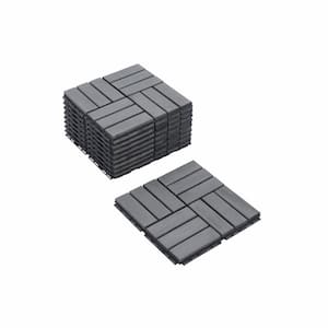 Gray 12 in. x 12 in. x 0.75 in. Thick Square Interlocking Deck Tiles Checker Pattern for Patio 30 sq. ft. (30-Pack)