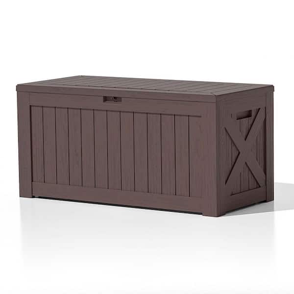 Patiowell 120 Gal. Heavy-Duty Outdoor Storage Plastic Resin Deck Box Large Patio Storage Container in Brown