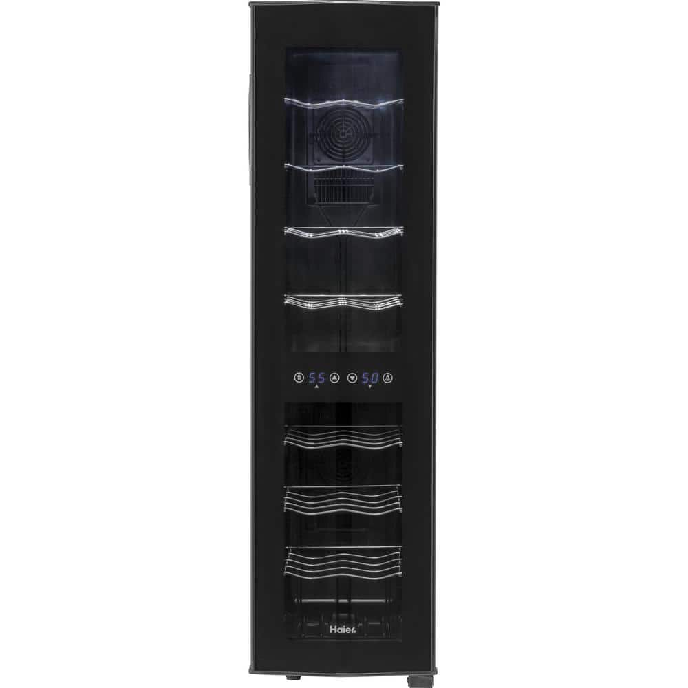 Haier 18-Bottle Dual Zone Ultra-Quiet Wine Cellar in Black