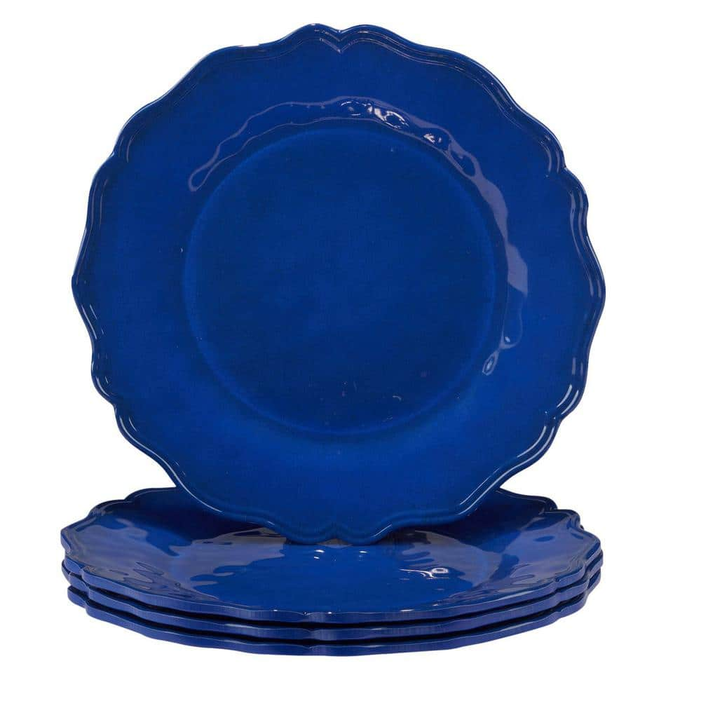 Certified International Blue Indigo Crackle 9 in. Multi-Colored Melamine Salad Plate (Set of 4)