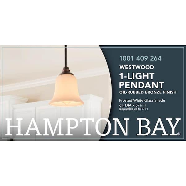 I2 Hampton Bay Grace 1-Light Rubbed Bronze Mini Pendant 515 196 
