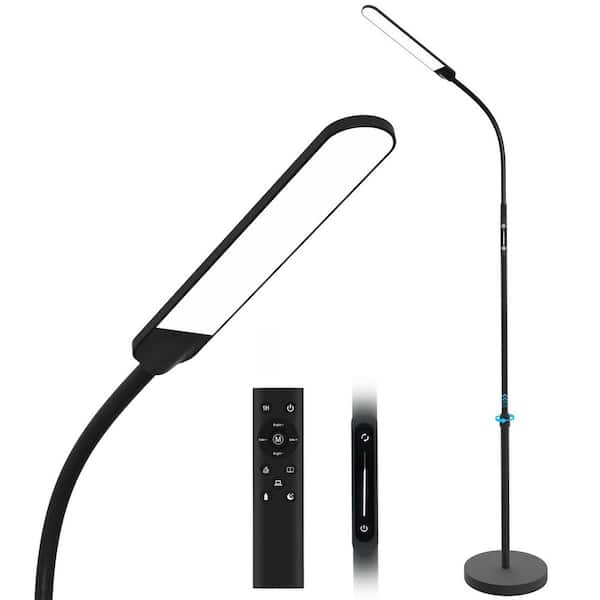 60 in. Black Modern 1-Light Smart Dimmable Standard Floor Lamp with Glass Shade for Living Room