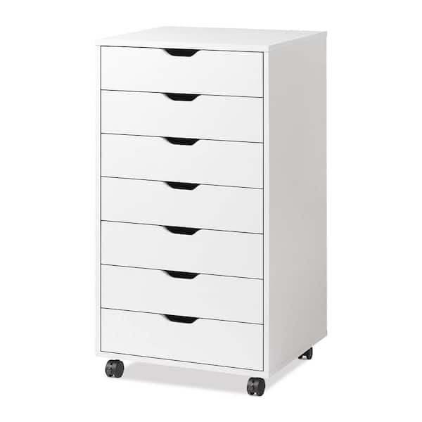 7-Drawer White Chest of Drawers, Storage Cabinet for Makeup, Tall Chest for  Closet and Bedroom(18.9 in. W x 34.5 in. H) SXB007WH - The Home Depot