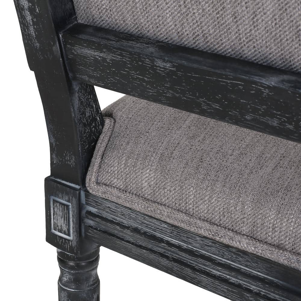 Gray Upholstered Rubberwood High Back Dining Chairs, Set of 6