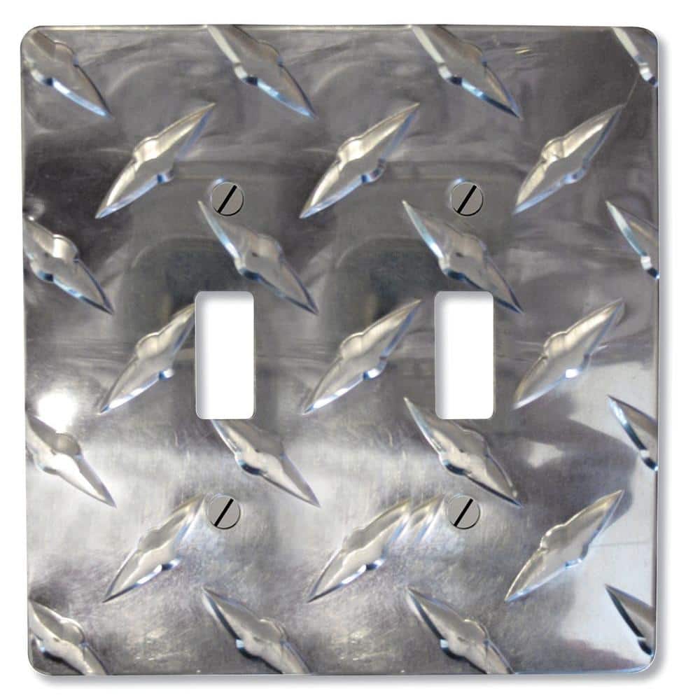 Silver Diamond Plate 2-Gang Aluminum Toggle Wall Plate