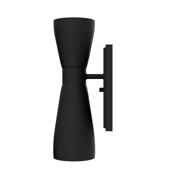 Hunter - Zola 2-Light Matte Black Wall Sconce with Metal Shade