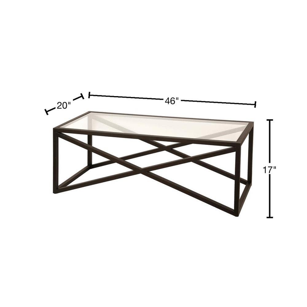 Urban Geometric 46" Blackened Bronze Glass Coffee Table
