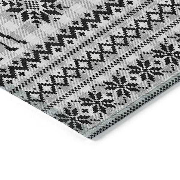 Chantille Machine Washable Indoor/Outdoor Abstract ACN1820 Silver 8 ft. x 10 ft. Area Rug