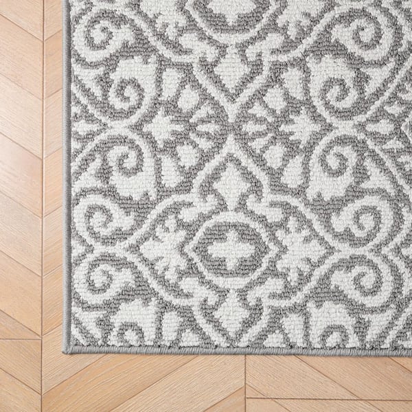 Feya 2- Tone Light Grey/Ivory 2 ft. x 5 ft. Tufted Persian Polypropylene Runner Rug