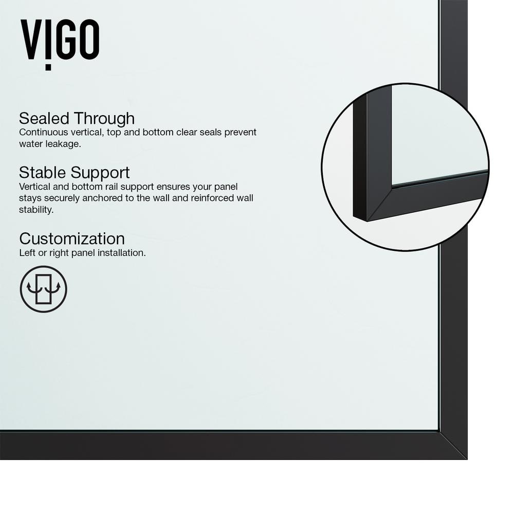 Ventana 34" W x 74" H Matte Black Framed Shower Screen