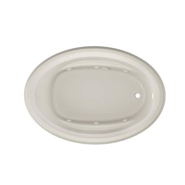 JACUZZI Projecta 60 in. x 42 in. Acrylic Right-Hand Drain Oval Drop-In Whirlpool Bathtub with Heater in Oyster