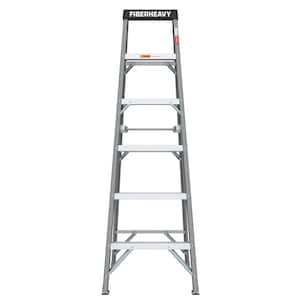 5.9 ft. Gray Fiberglass Folding 6 Step Ladder (9 ft. Reach), 250 lb. Load Capacity