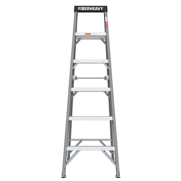 5.9 ft. Gray Fiberglass Folding 6 Step Ladder (9 ft. Reach), 250 lb. Load Capacity