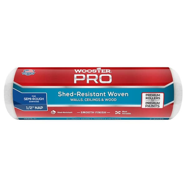 Wooster 9 in. x 1/2 in. High-Density Fabric Pro White Woven Roller Cover Applicator/Tool
