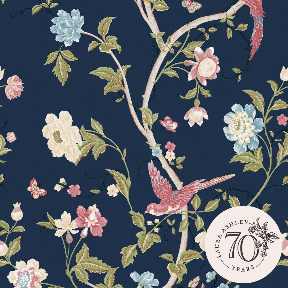 Laura Ashley Laura Ashley Summer Palace Midnight Blue Removable Wallpaper  Sample 12013494 - The Home Depot