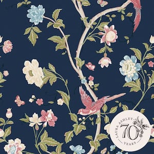 Laura Ashley Summer Palace Midnight Blue Removable Wallpaper Sample