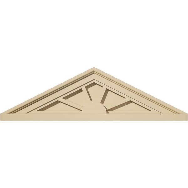 Ekena Millwork 26 in. W x 7-1/2 in. H x 2 in. P (Pitch 6/12) Peaked Cap 4 Spoke Signature Urethane Pediment, Primed Tan