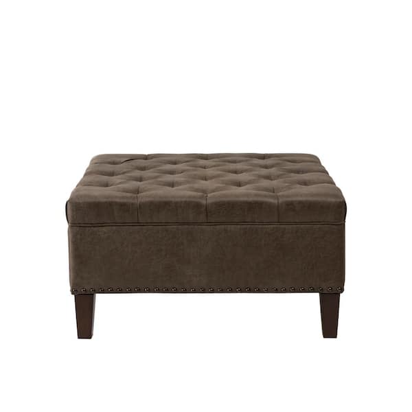 Madison Park Alice Brown Fabric Tufted Square Cocktail Ottoman