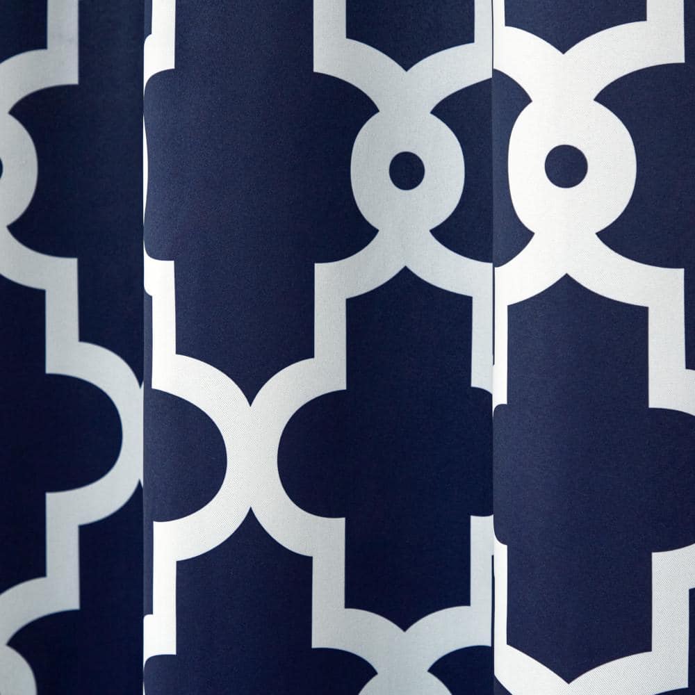 Peacoat Blue and White Polyester Blackout Window Curtain Panel Pair