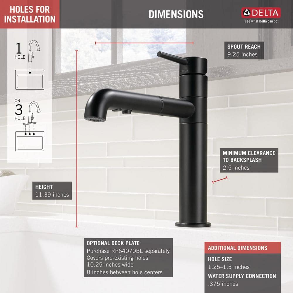 Matte Black Stainless Steel Pull-Out Spray Kitchen Faucet