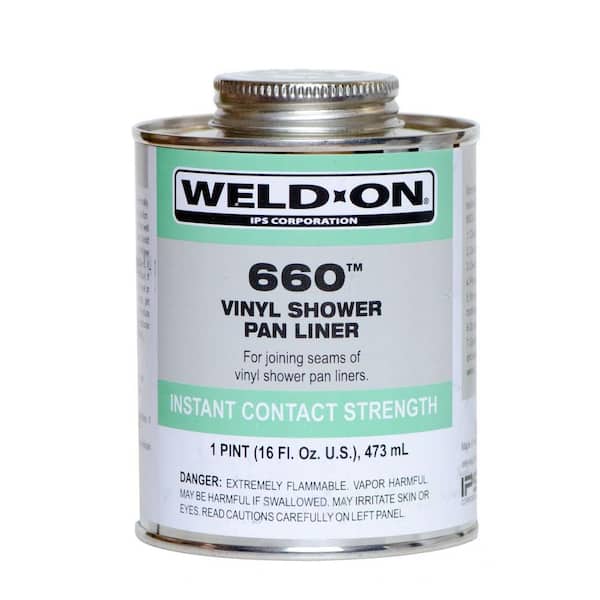 Weld-On 660 Shower Pan Liner Solvent Cement, Clear, Pint (16 oz.)