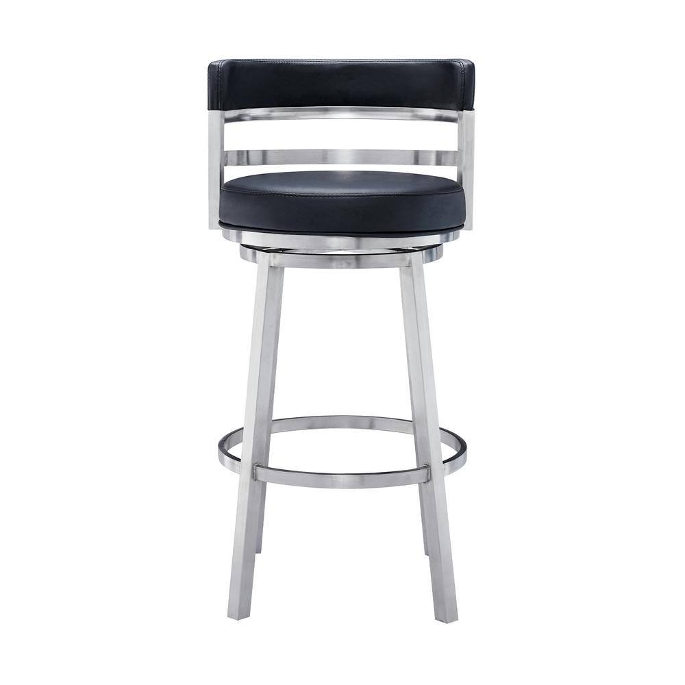 Madrid 26" Black Faux Leather Swivel Counter Stool