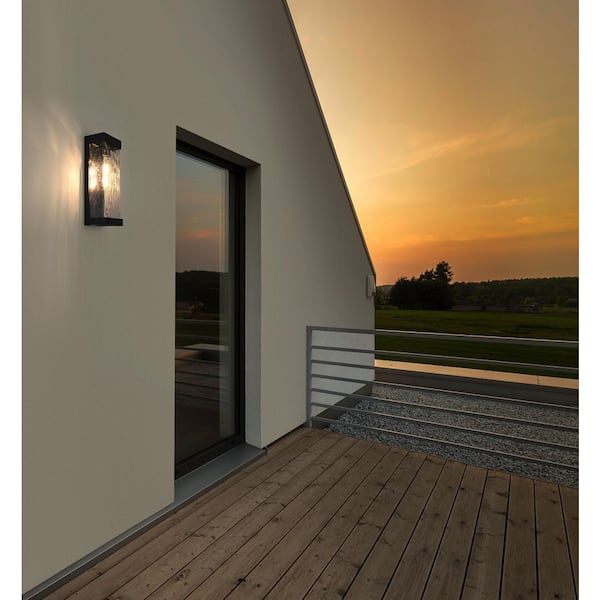 16 in. Black Outdoor Hardwired Wall Sconce with No Bulbs Included