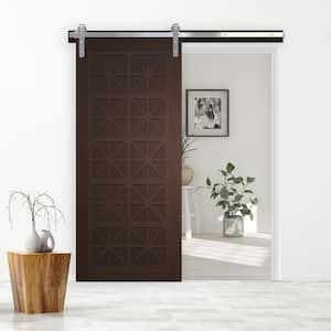 30 in. x 84 in. Lucy in the Sky Sable Wood Sliding Barn Door with Hardware Kit in Stainless Steel
