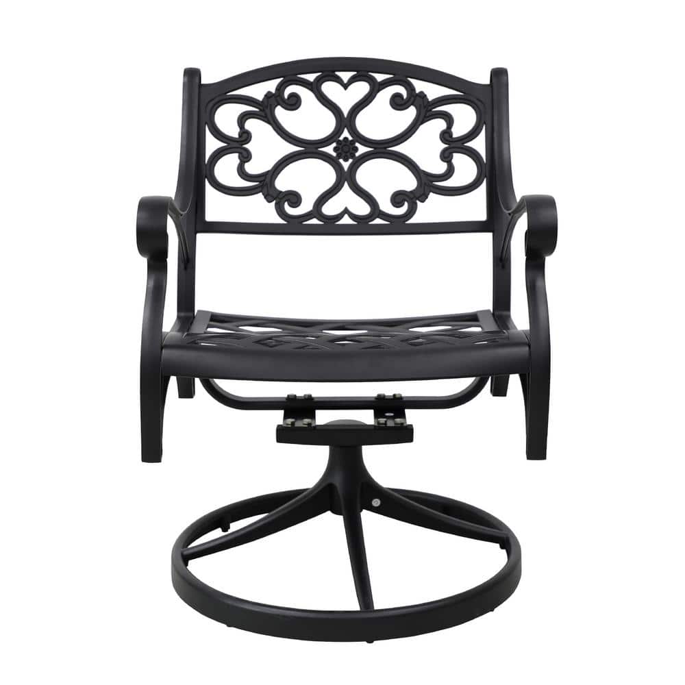 Black Aluminum Outdoor Dining Chair Patio Swivel Chair (Flower Pattern) price history on PriceWatchPro