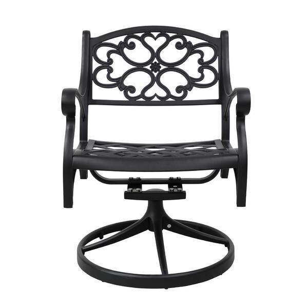 Sudzendf Black Aluminum Outdoor Dining Chair Patio Swivel Chair (Flower ...