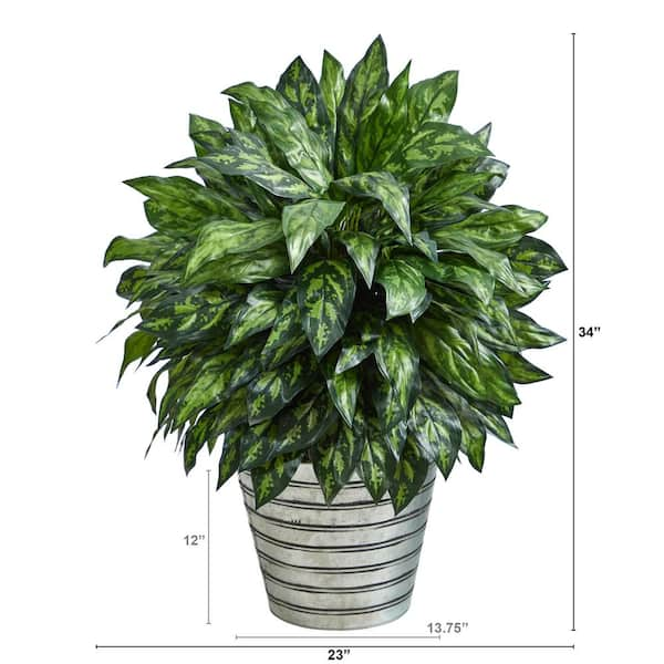 Large Artificial Silk Fake Aglaonema Plant Greenery Leaves Pot Filler 30  NWOT