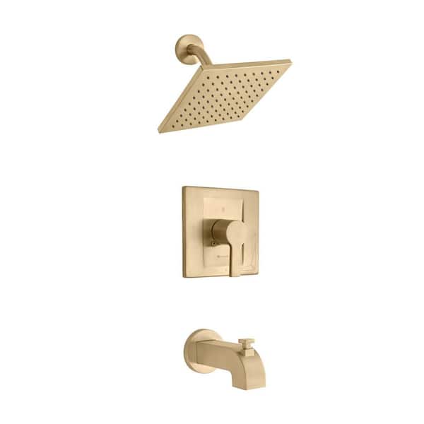Shop Modern Single-Handle 1-Spray Tub and Shower Faucet in Matte Gold (Valve Included) from Home Depot on Openhaus