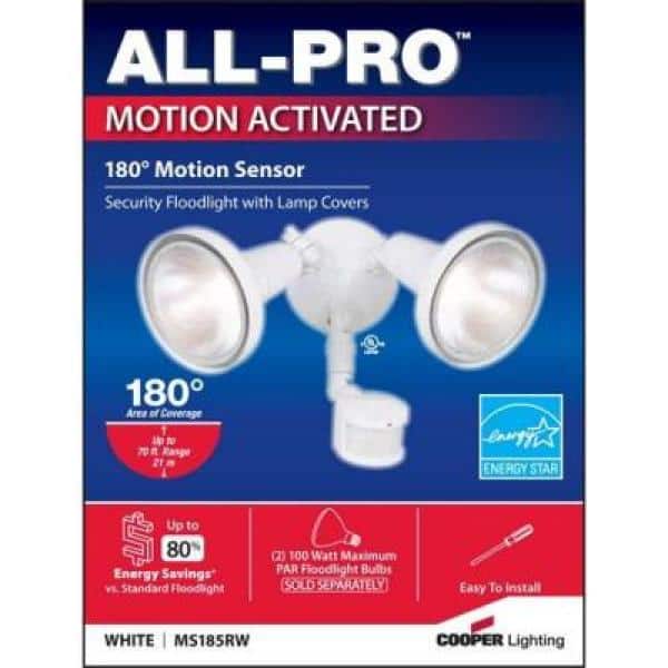 White Motion-Sensing Dual Bulb Outdoor Floodlight