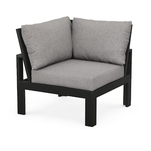 Modular Black 1-Piece Plastic Outdoor Sectional with Grey Mist Cushions
