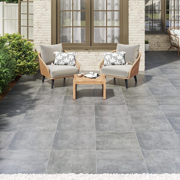 MSI Praia Grey 2 cm. x 24 in. x 24 in. Matte Porcelain Stone Look Paver Tile (8 sq. ft./case)